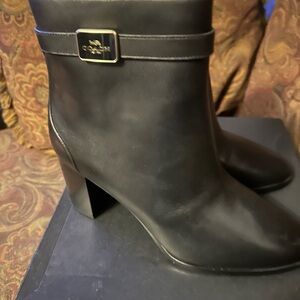 Coach Women's Leather Black Heeled Boots